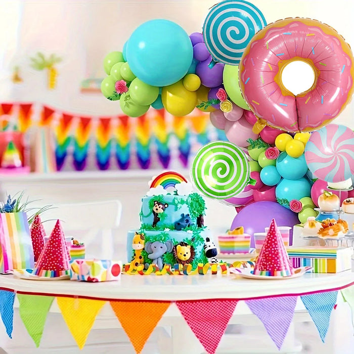 131Pcs Rainbow Lollipop Balloon Garland Decoration Set Birthday Party Pride Month Indoor And Outdoor Style Decoration