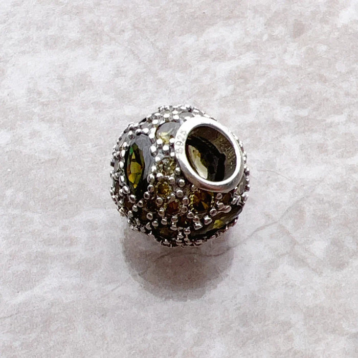 925 Sterling Silver Green Planet Bead Charm For Women