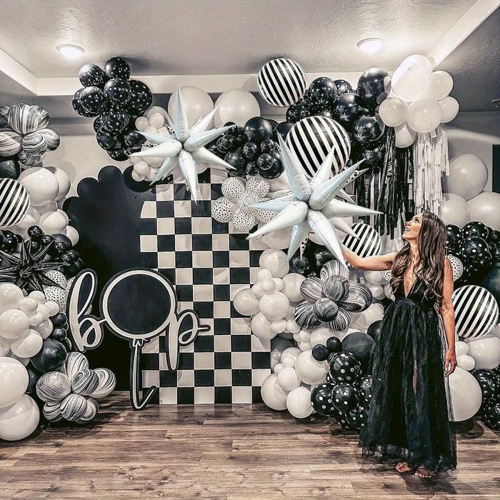 137Pcs Black And White Balloon Garland Arch Kit For Birthday Weddings Disco Parties And Other Scene Decoration Items