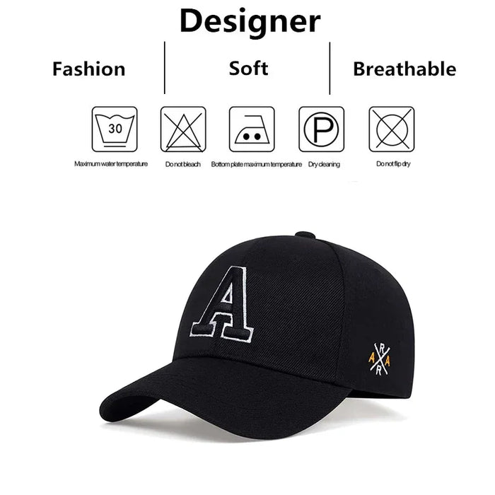 Embroidered A Letter Baseball Cap Unisex Outdoor Sun Hat