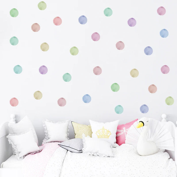 36 Watercolour Polka Dot Wall Stickers For Home Decor
