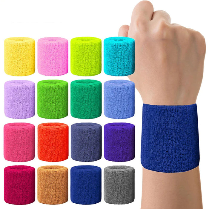 Pair of Breathable Cotton Wrist Sweatbands For Men & Women