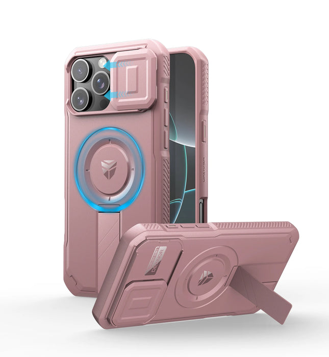 For Iphone 16 Pro Max Rugged Shockproof Protective Heavy-Duty Bumper Case With Slide Camera Case & Adjustable Kickstand