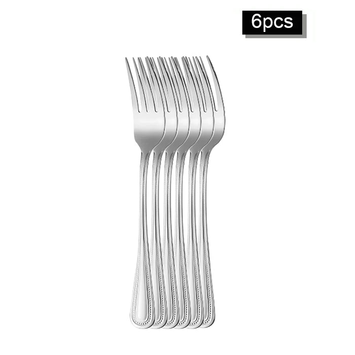 6 / 30 Piece Retro Bead Stainless Steel Tableware Set With Knife Fork And Spoon