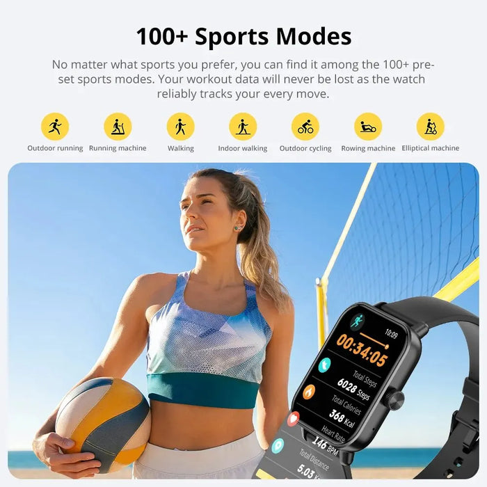 1.9 Inch Hd Screen Smartwatch With Voice Calling Health Monitor 100+ Sports Modes 200+ Faces