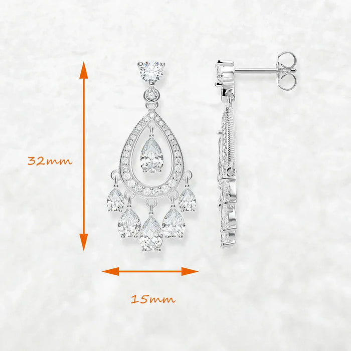 925 Sterling Silver Romantic Water Drop Stud Earrings