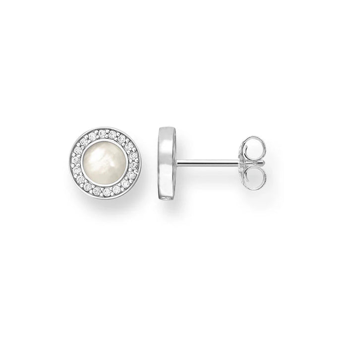 925 Sterling Silver Romantic Round Shell Studs Earrings For Women