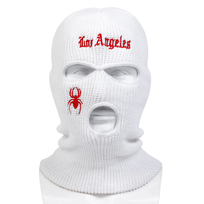 Embroidered Spider Masked Hat Winter Knit Beanie For Outdoor Activities