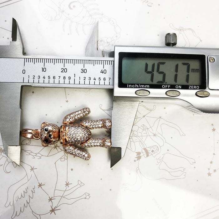 925 Sterling Silver Rose Gold Teddy Bear Pendant Cute Accessory For Women