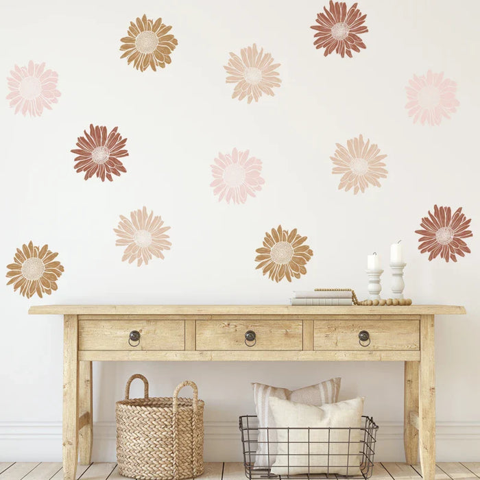 12 Piece Boho Daisy Wall Sticker Set For Home Decor