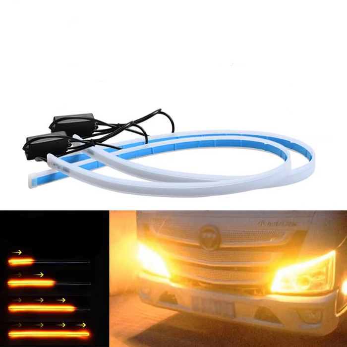 Truck Drl Day Light Strip Waterproof 24V-32V Turn Signal Start-Scan Fits Truck Headlights