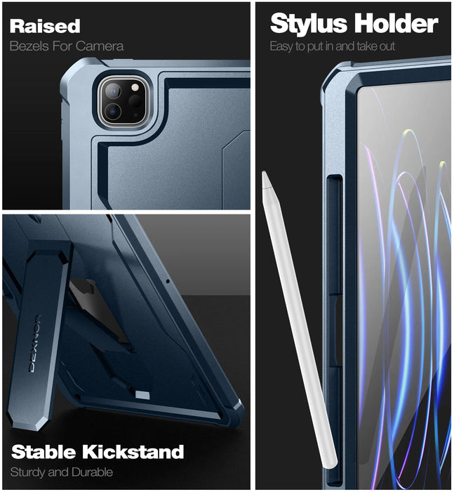 For Ipad Pro 12.9 Case Heavy Duty Shockproof Full Body Protective Case With Pen Holder & Built In Screen Protector