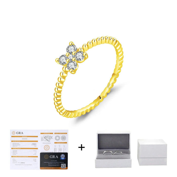 925 Sterling Silver D Colour Moissanite Clover Ring