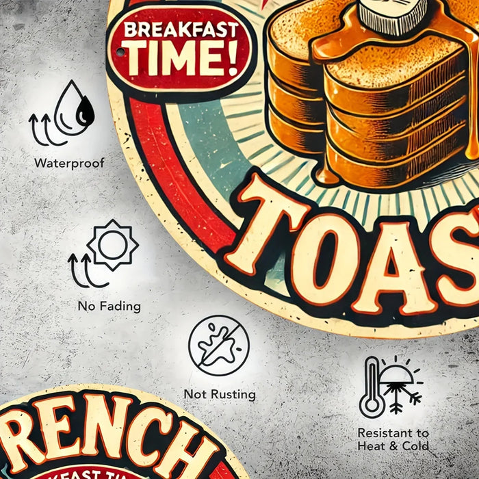 French Breakfast Time Tin Sign 8X8 Inch Inch Retro Wall Art Waterproof