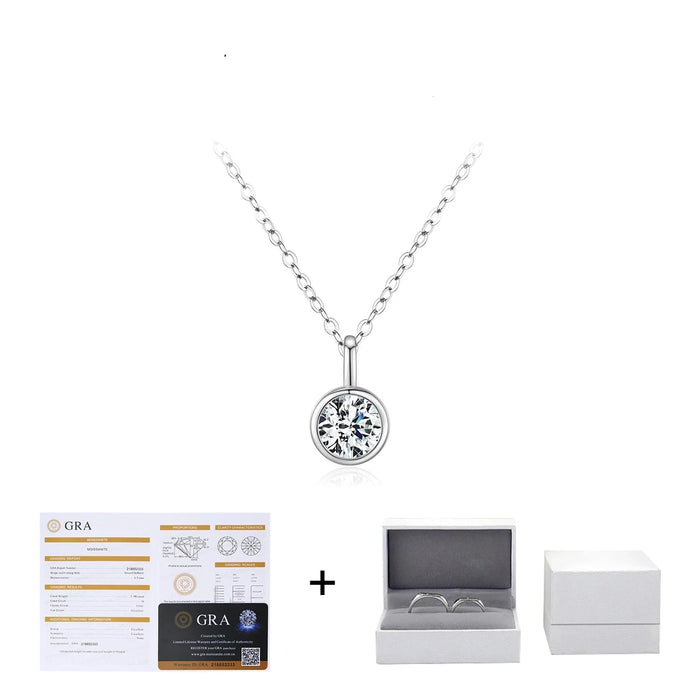 925 Sterling Silver 1Ct D Colour Round Moissanite Pendant Necklace