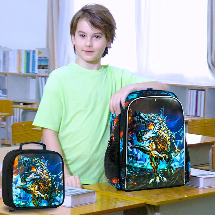 Water Resistant Dinosaur Backpack Set For Boys 16 Inch Inch