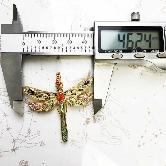 925 Sterling Silver Boho Dragonfly Pendant Colourful Spring Jewelry For Women
