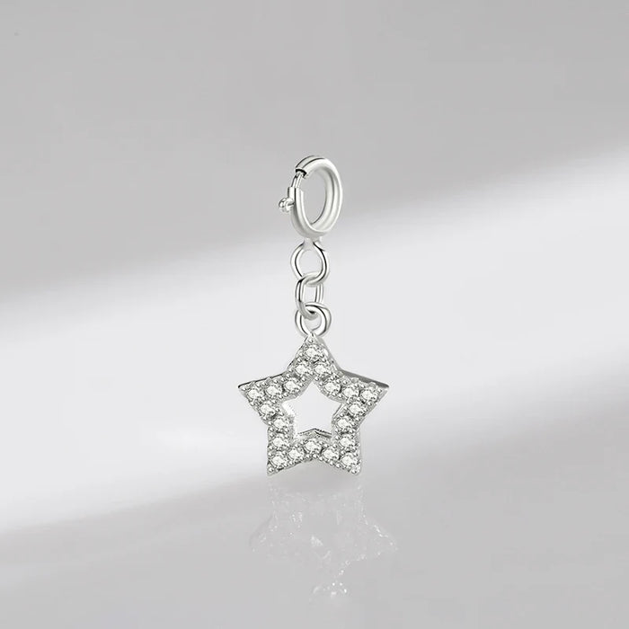 925 Sterling Silver Sparkling Cz Star Pendant For Women Bracelets