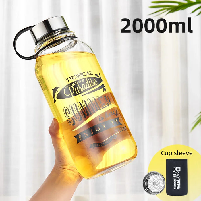 Large Glass Water Bottle For Outdoor Sports And Cycling