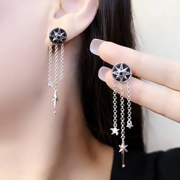 925 Sterling Silver Earrings With Stones Europe Fine Jewelry For Women Lucky
