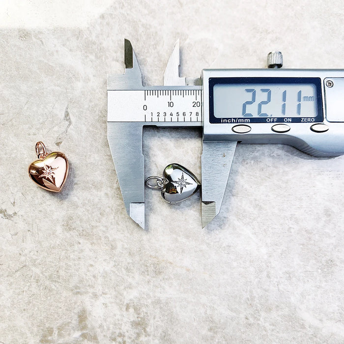 925 Sterling Silver Romantic Heart Locket With Star Pendant Fine Jewelry Gift For Women