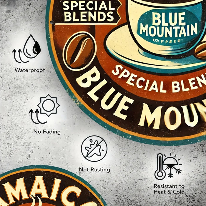 Blue Mountain Jamaica Coffee Metal Wall Art 8X8 Inch Inches Durable & Easy To Hang