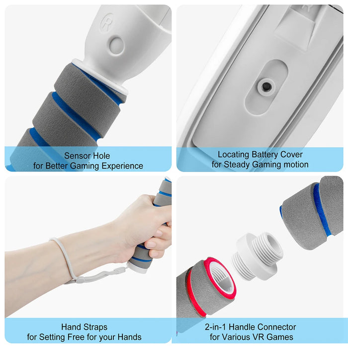 Vr Controller Extension Grip For Meta Quest 3S / Quest 3 Vr Handle Attachments Gaming Accessories Anti-Collision Long Arm Handle