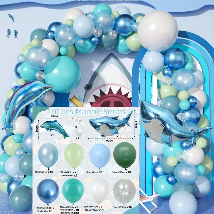 101Pcs Ocean Series Balloon Garland Set Shark Themed Outdoor Party Atmosphere Set To Celebrate Wedding Decoration Balloons