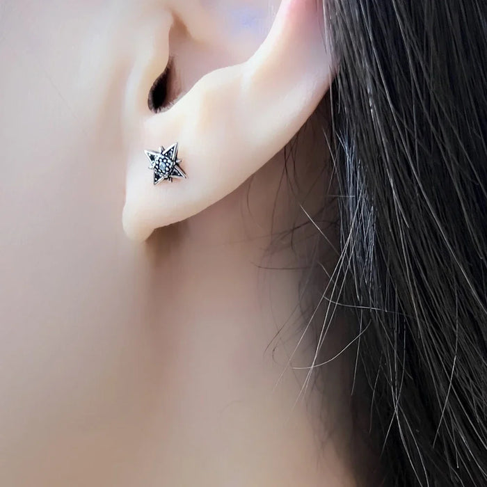 925 Sterling Silver Star Stud Earrings For Women