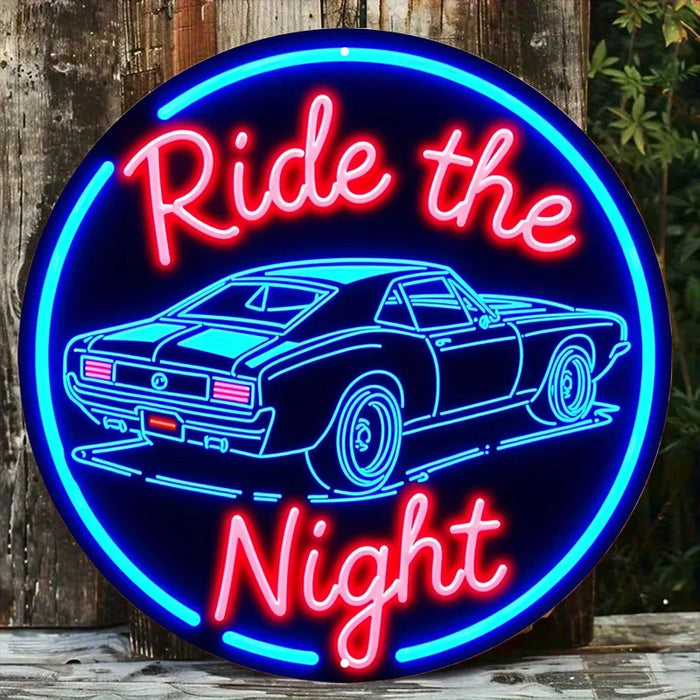 Vintage Muscle Car Neon Sign Night Ride Wall Art