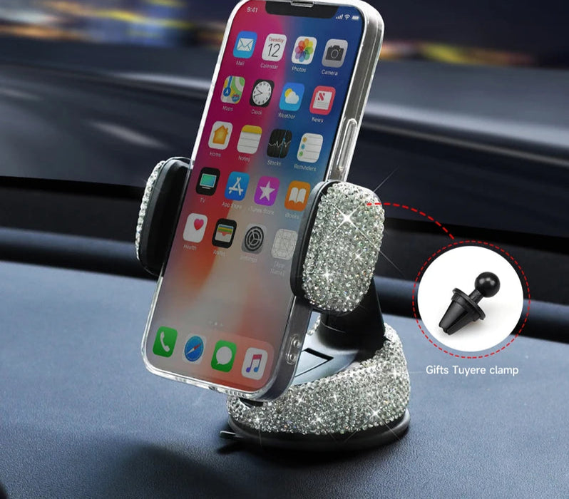 Rotating Diamond Car Phone Holder Air Outlet Mount For Women