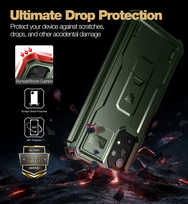 For Samsung Galaxy A32 5G Full-Body Heavy Duty Military Grade Shockproof Case & Kickstand Built In Screen Protector