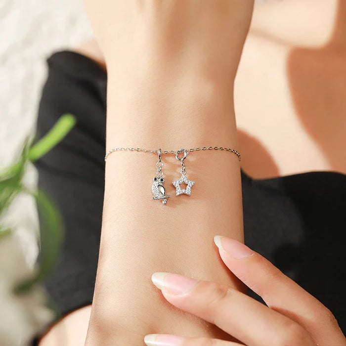 925 Sterling Silver Sparkling Cz Star Pendant For Women Bracelets