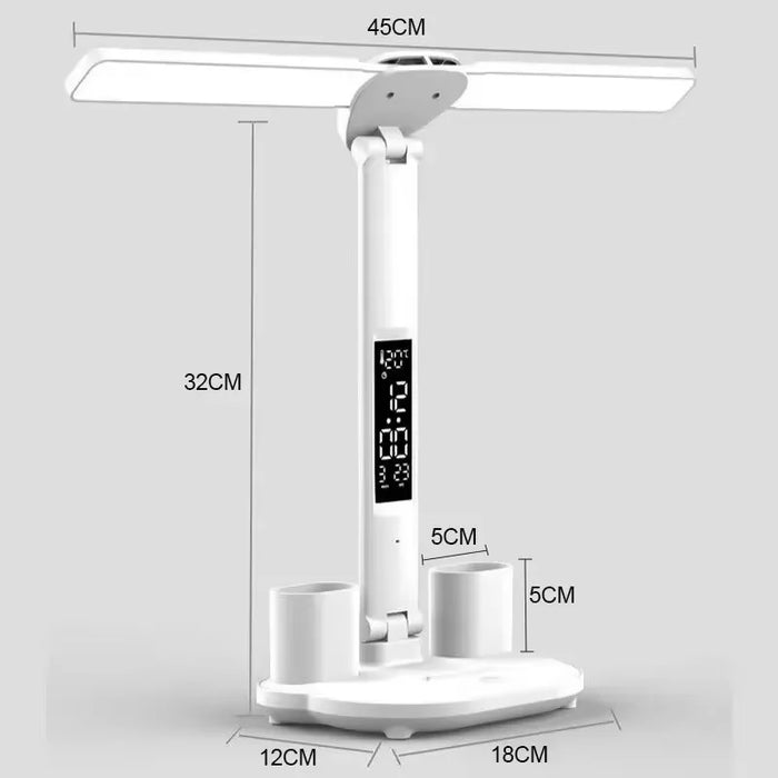 Rechargeable Led Desk Lamp With Dimmable Clock