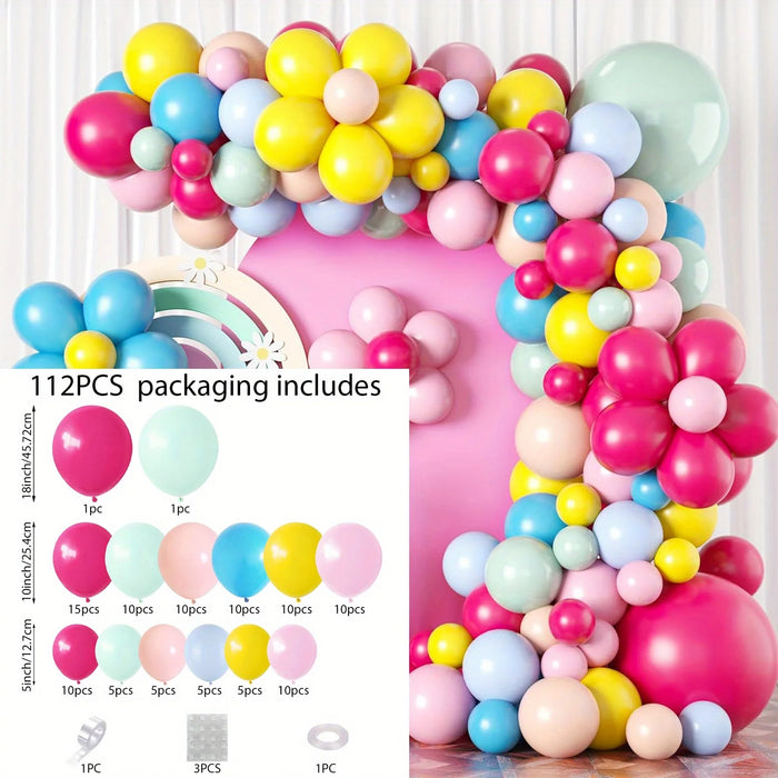 112Pcs Flower Balloon Garland Set-Suitable For Birthday Parties Anniversary Celebrations Theme Events And Other Scene Decoration