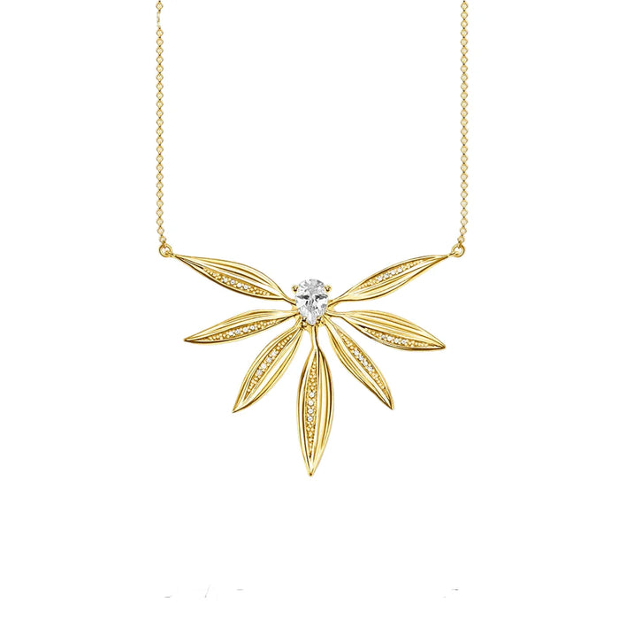 925 Sterling Silver Large Leaves Necklace For Women