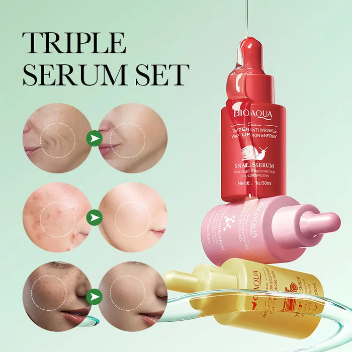 3 Piece Vitamin C Retinol Hyaluronic Acid Serum Set For Face Moisturizing