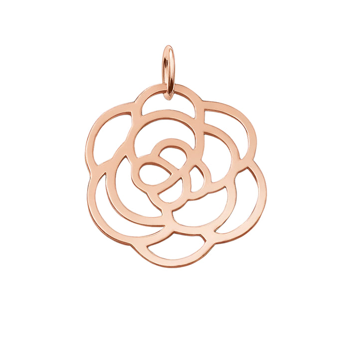 925 Sterling Silver Real Rose Gold Flower Pendant Romantic Gift For Women