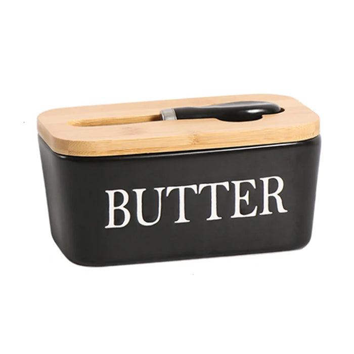 Rectangular Ceramic Butter Box With Knife Sealed & Stylish