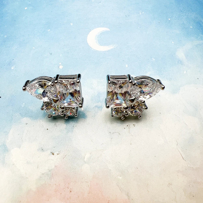 925 Sterling Silver Geometric Ear Studs For Women Romantic Gift