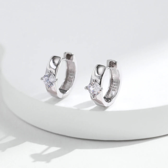 925 Sterling Silver Moissanite Hoop Earrings: Lab Diamond