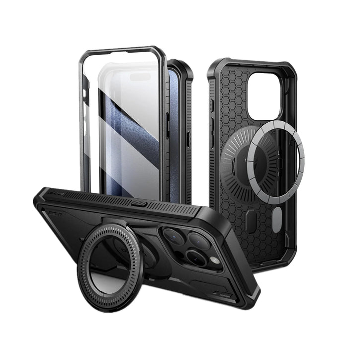 For Iphone 15 Pro Max Compatible Magsafe Full-Body Shockproof Shell Case Holder With Built-In Screen Protector