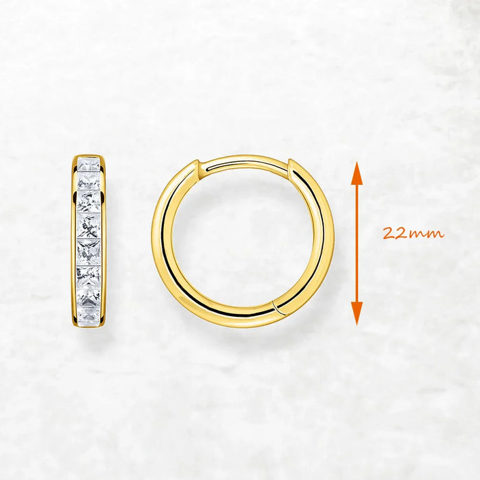 925 Sterling Silver Golden Hinged Hoop Earrings Elegant Creole Design For Women Classic