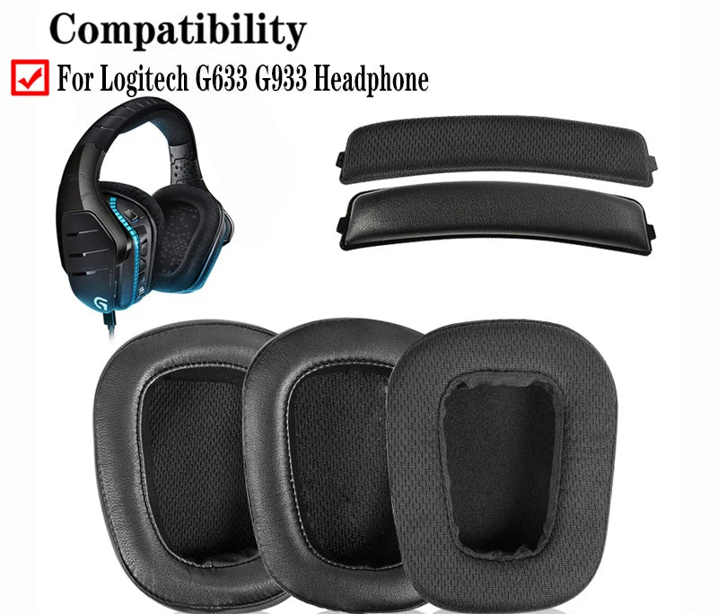 Pair of Replacement Earpads Headband Kit For Logitech G935 G635 G933 G633 Gaming Headset