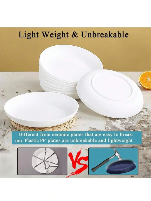 4 / 8 / 12 Piece Reusable Dessert Plates Dishwasher & Microwave Safe Ideal For Home Parties Picnics & Camping