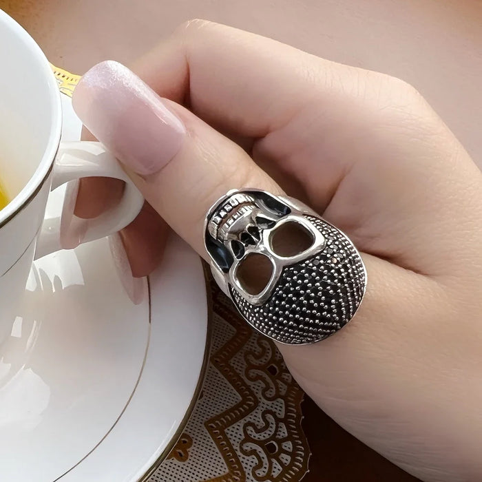 925 Sterling Silver Europe Style Skull Ring Heart Rebel Street Jewelry For Men & Women