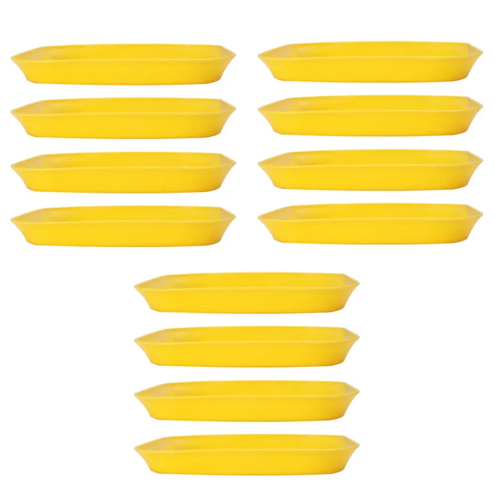 4 / 8 / 12 Piece Reusable Yellow Plastic Snack Plates Ideal For Home Restaurant Desserts & Fruits