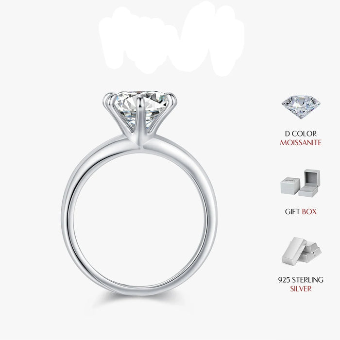 925 Sterling Silver 2Ct D Vvs1 Moissanite Crown Ring