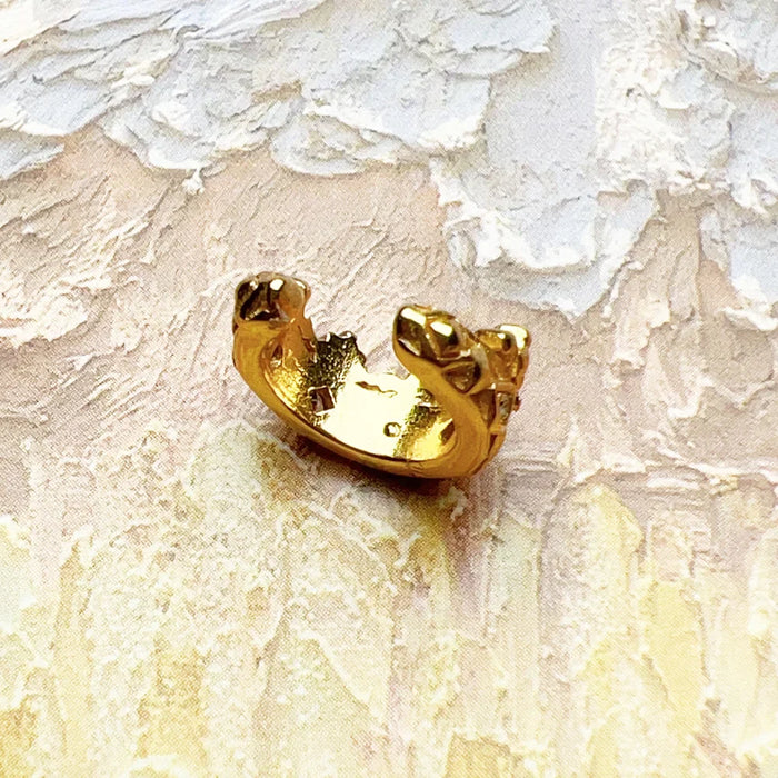 925 Sterling Silver Gold Crown Ear Cuff Vintage Style Women