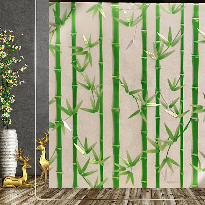 Frosted Bamboo Window Film - No Glue Removable Privacy & Decorative - Office & Home